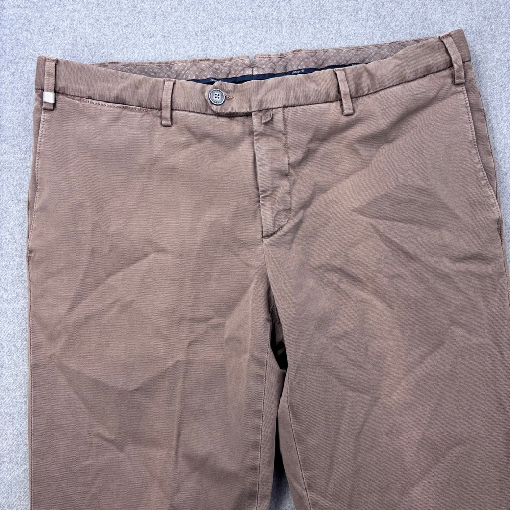 Zanella Chino‎ Pants Mens 52 36x35 Brown Michael/C Made in Italy Stretch Cotton
